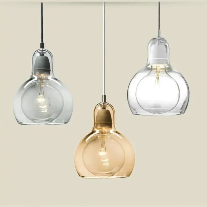 Suspension luminaire en verre coloré style moderne gris doré clair