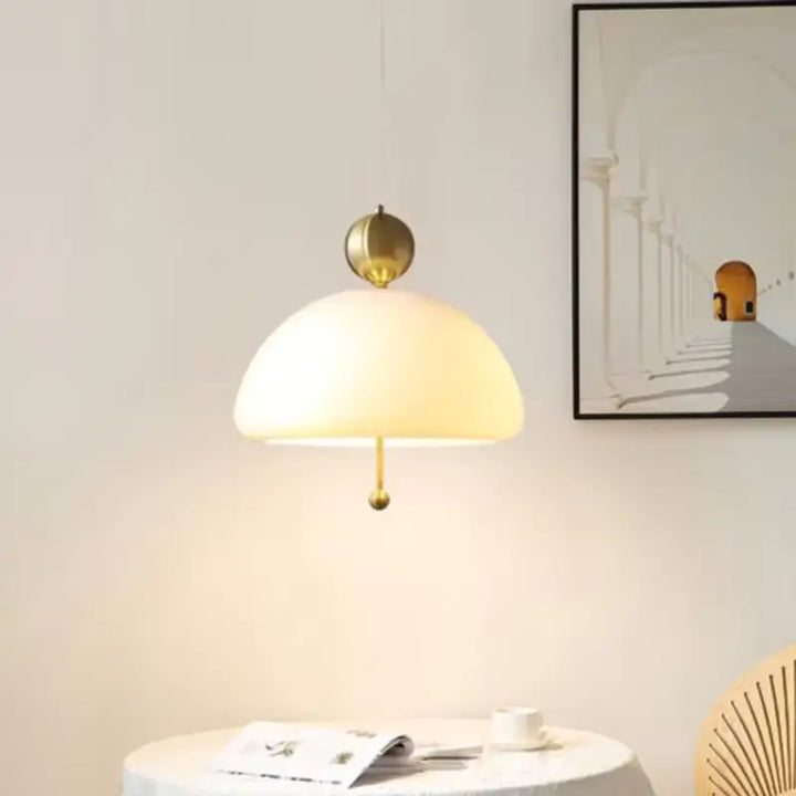 Suspension Luminaire Verre Demi Globe Blanc Et Finitions Couleur