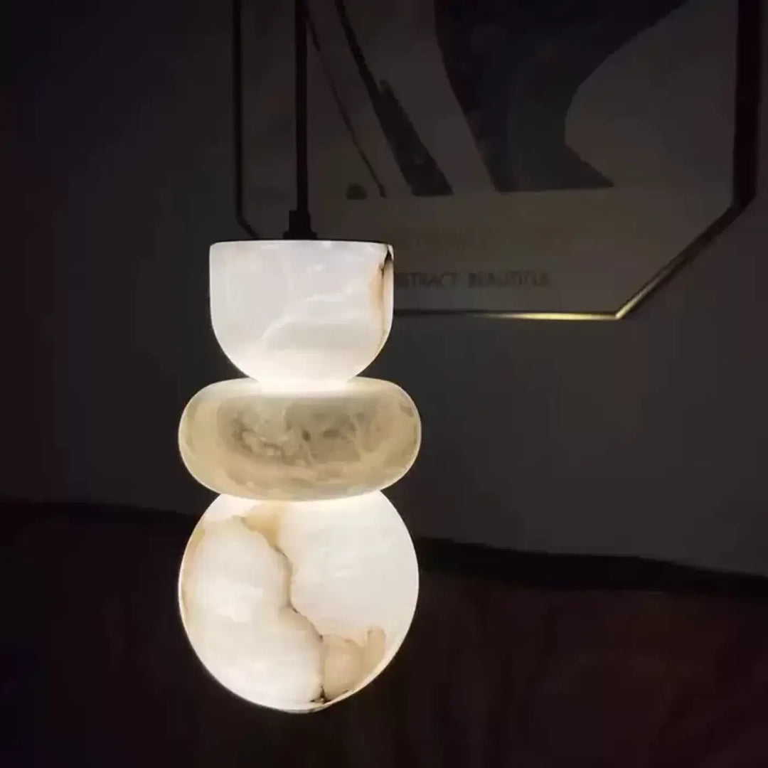 Suspension luminaire en verre effet marbre blanc design élégant