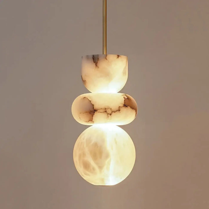 Suspension luminaire en verre effet marbre blanc design élégant