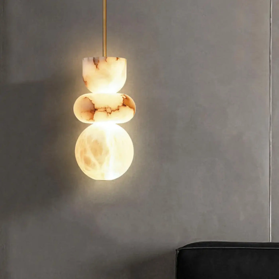 Suspension luminaire en verre effet marbre blanc design élégant