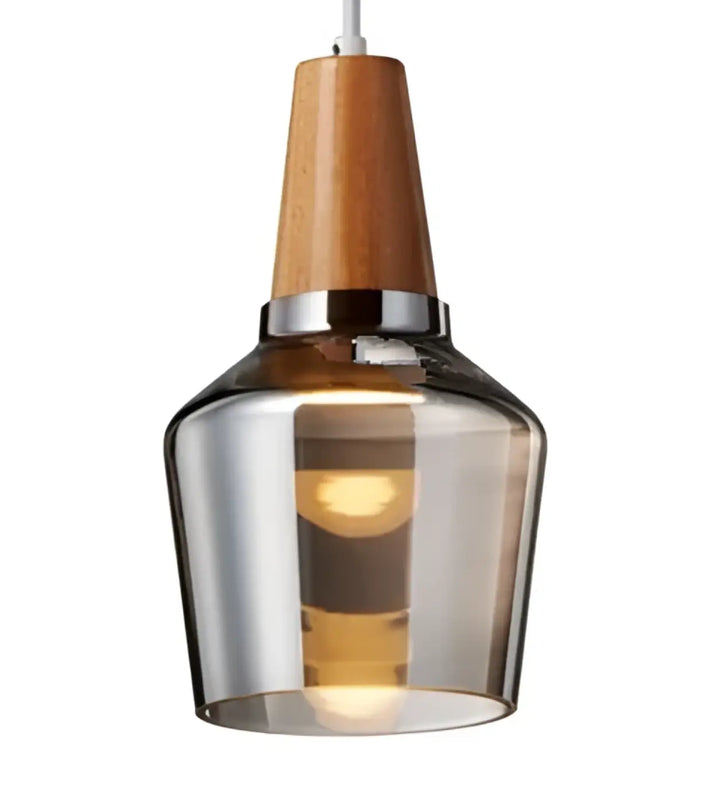Suspension luminaire en verre effet bois au style scandinave