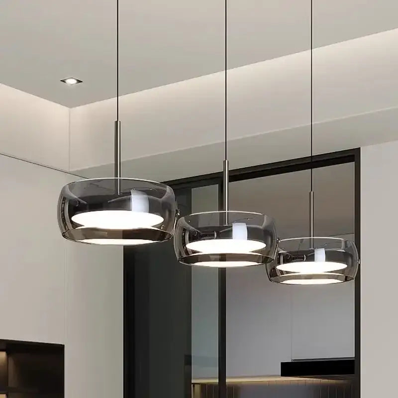 Suspension Luminaire Verre Fumé Design Moderne Raffiné

