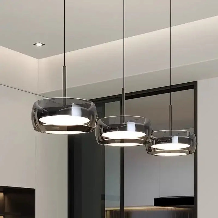 Suspension Luminaire Verre Fumé Design Moderne Raffiné

