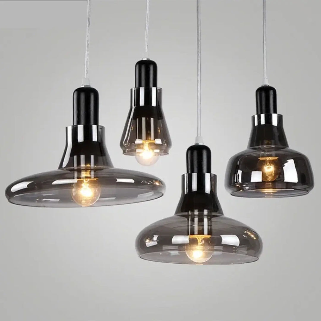 Suspension luminaire en verre fumé style moderne et design élégant