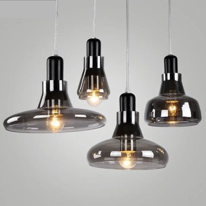 Suspension luminaire en verre fumé style moderne et design élégant