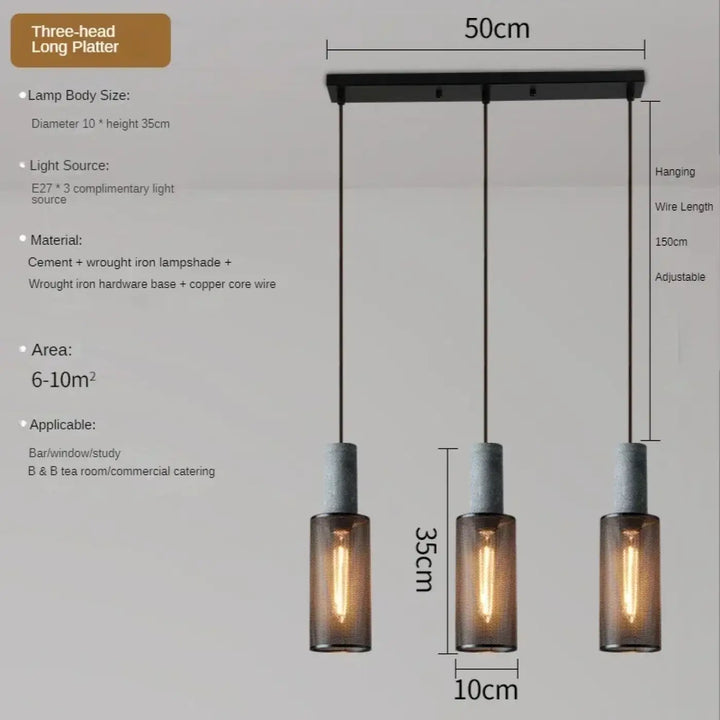 Suspension luminaire en verre industriel loft noir style atelier