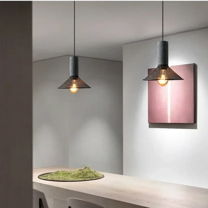 Suspension luminaire en verre industriel loft noir style atelier