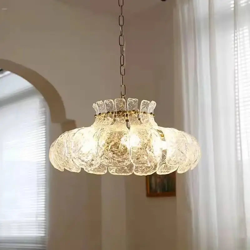 Suspension luminaire en verre style rétro pour salon élégant