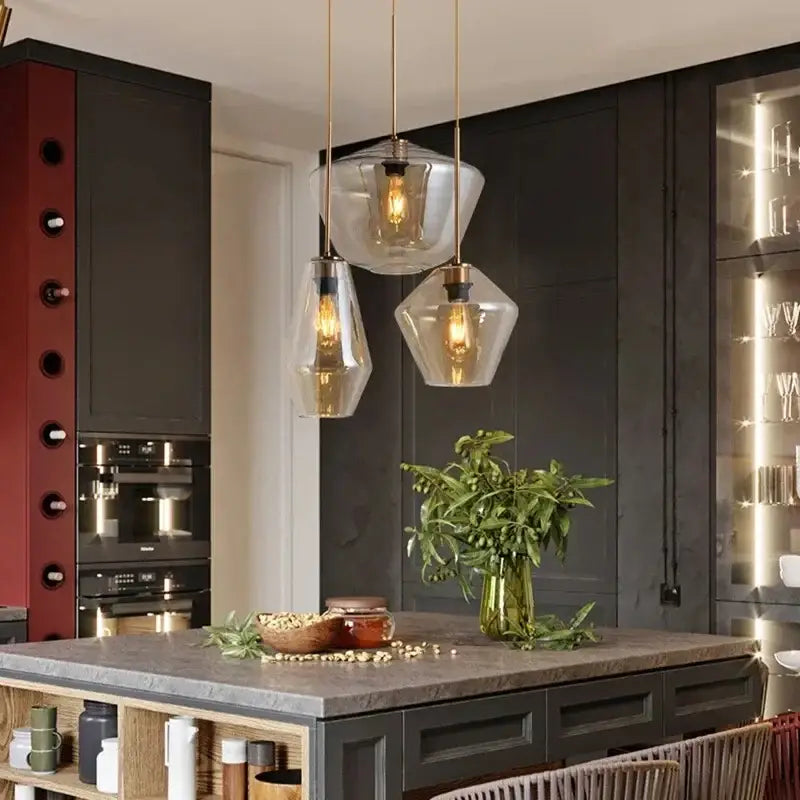 Suspension luminaire en verre transparent design moderne chic