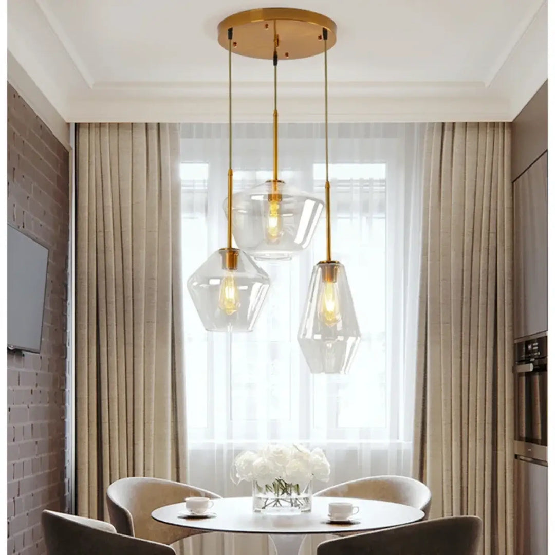 Suspension luminaire en verre transparent design moderne chic