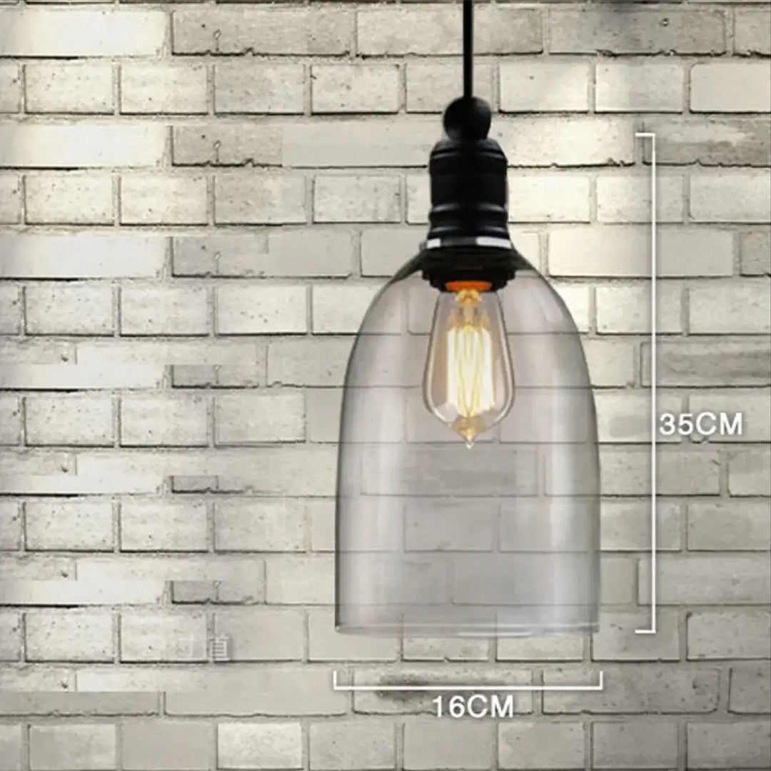 Suspension luminaire verre transparent style industriel loft