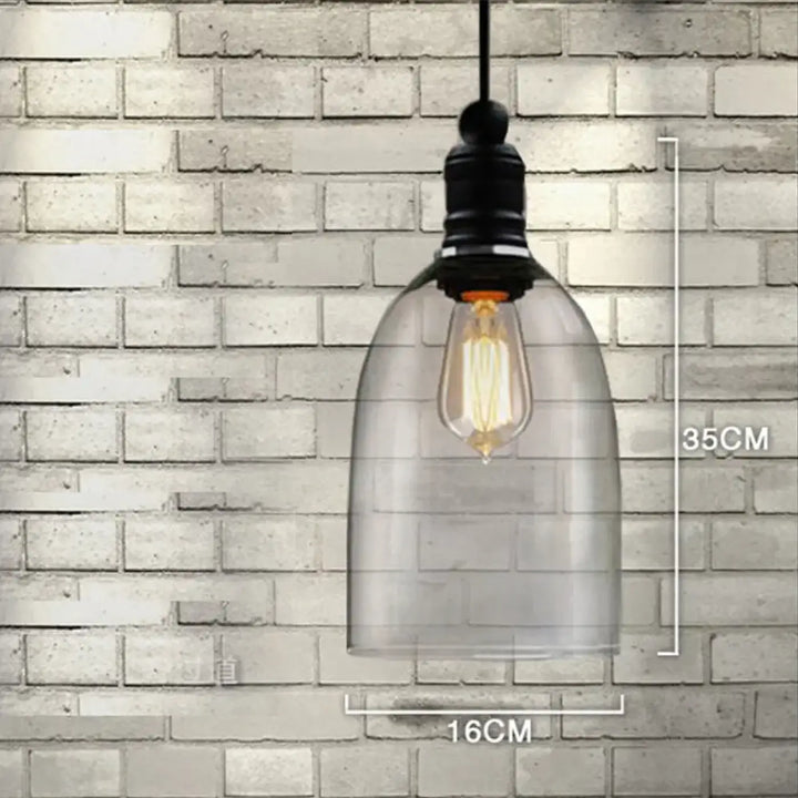 Suspension luminaire verre transparent style industriel loft