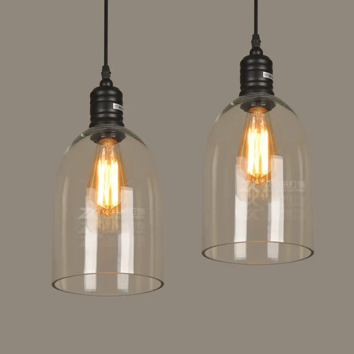 Suspension luminaire verre transparent style industriel loft