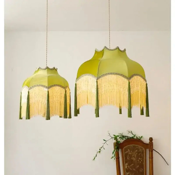 Suspension luminaire vert au style vintage inspiré des vieux bars

