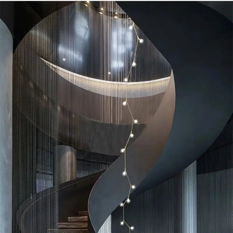 Suspension luminaire verticale en boules opales et laiton