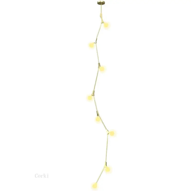 Suspension luminaire verticale en boules opales et laiton