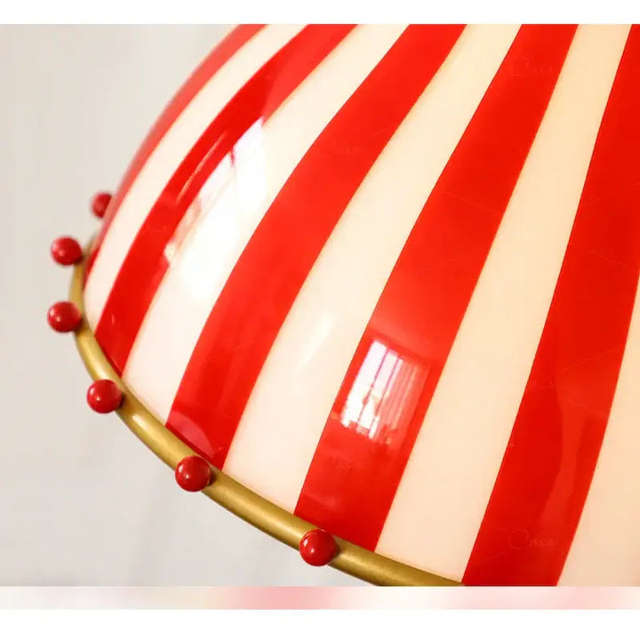 Suspension luminaire vintage en rouge motif rayé décoratif