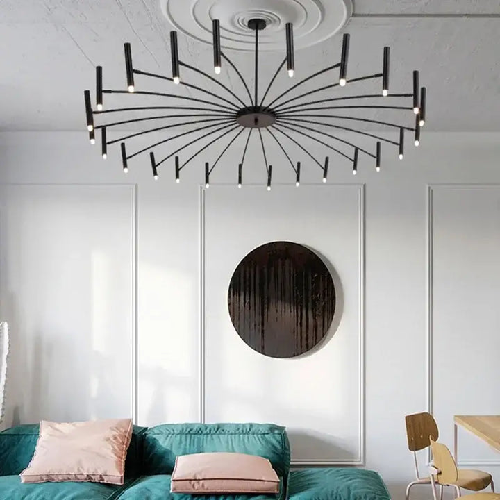 Suspension Luminaire XXL Design Graphique Noir À Bras Multiples