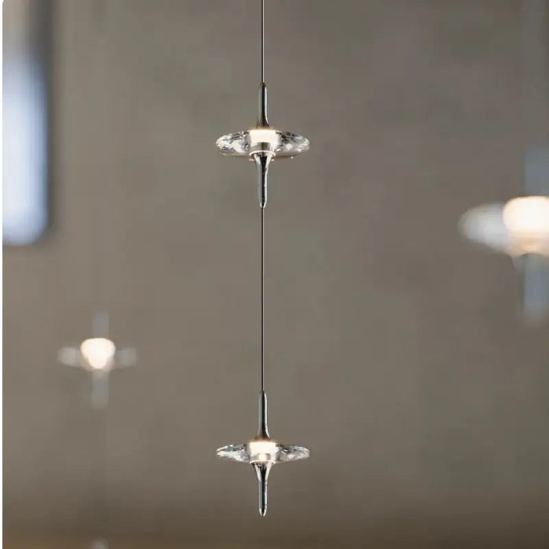 Suspension lumineuse design cristal moderne argent
