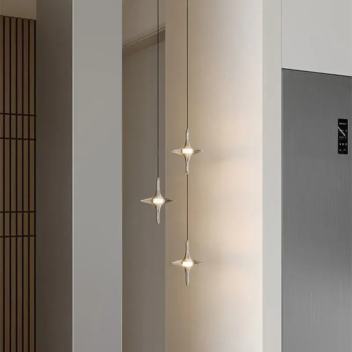 Suspension lumineuse design cristal moderne argent