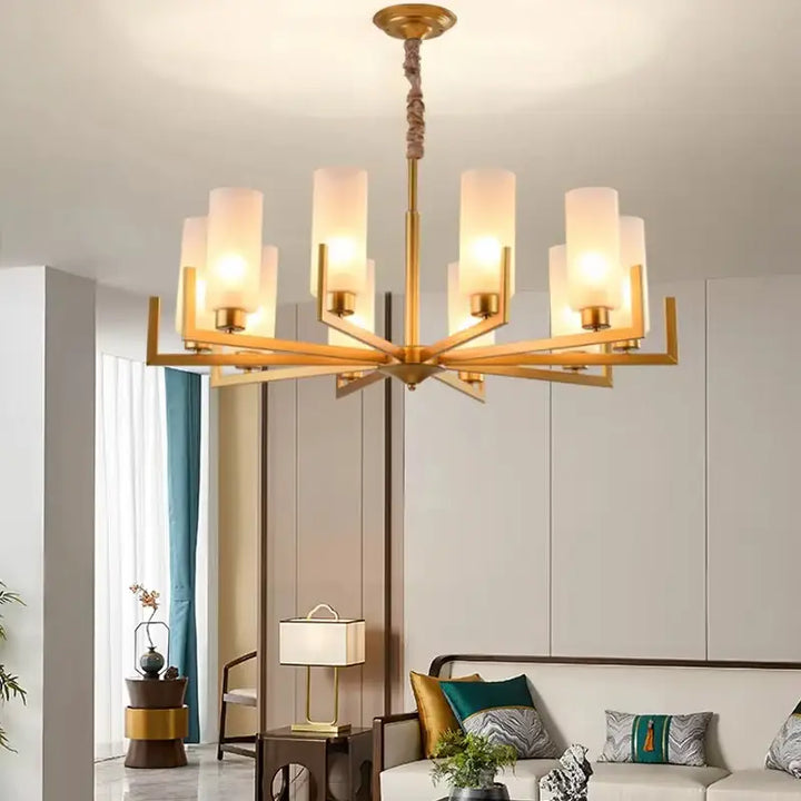 Suspension Lustre Contemporain Noir Doré Et Abat Jour Verre Chic