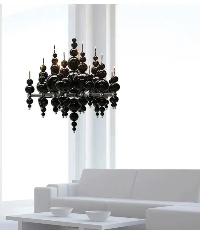 Suspension Lustre Noir Boules Design Moderne Luxueux