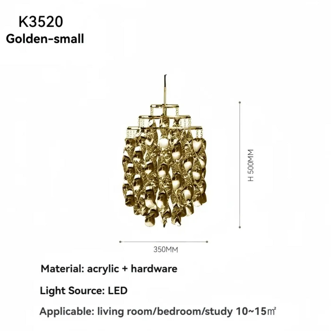 Suspension luxe acrylique dorée design moderne led raffiné