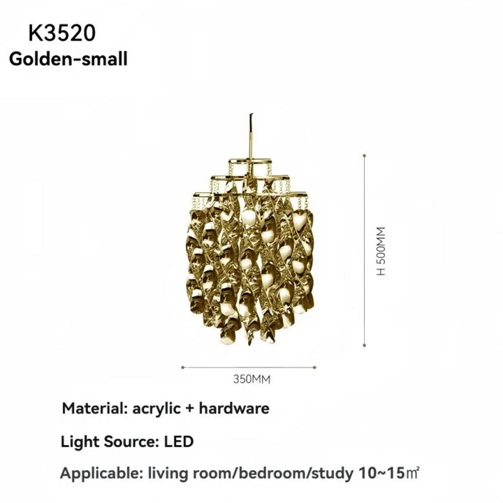 Suspension luxe acrylique dorée design moderne led raffiné
