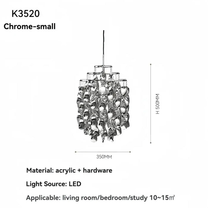 Suspension luxe acrylique dorée design moderne led raffiné