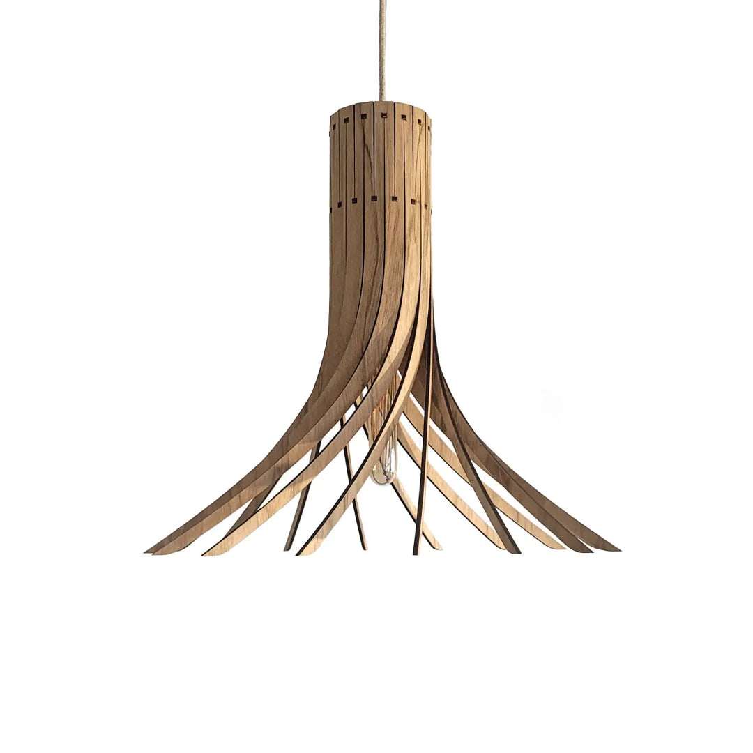 Suspension luminaire månitj piatoni en bois fsc avec finition naturelle et design organique couleur miel