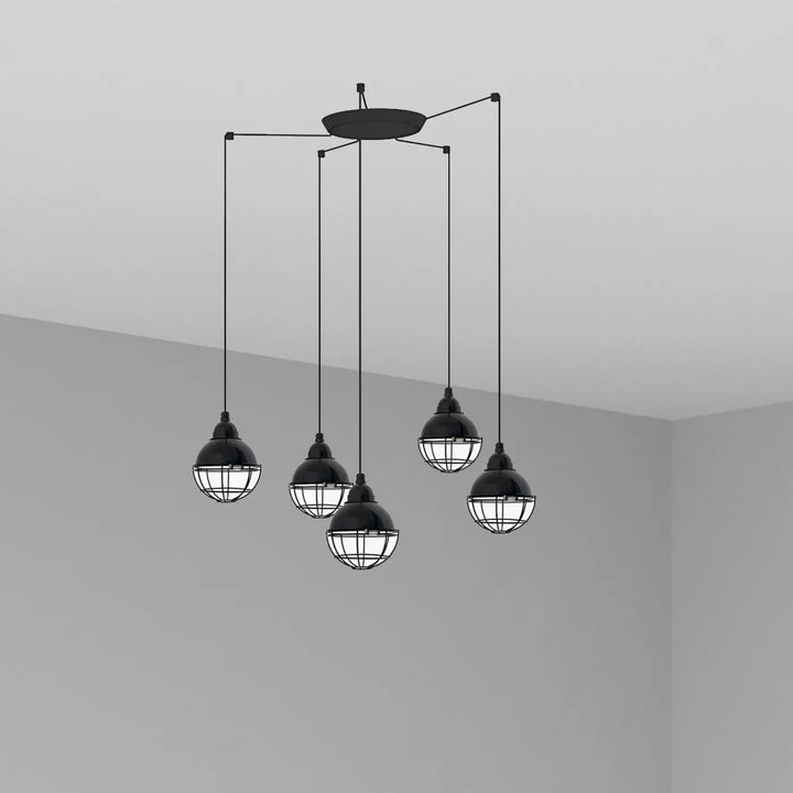 Suspension Claire noire 5 lumières de Faro Barcelona