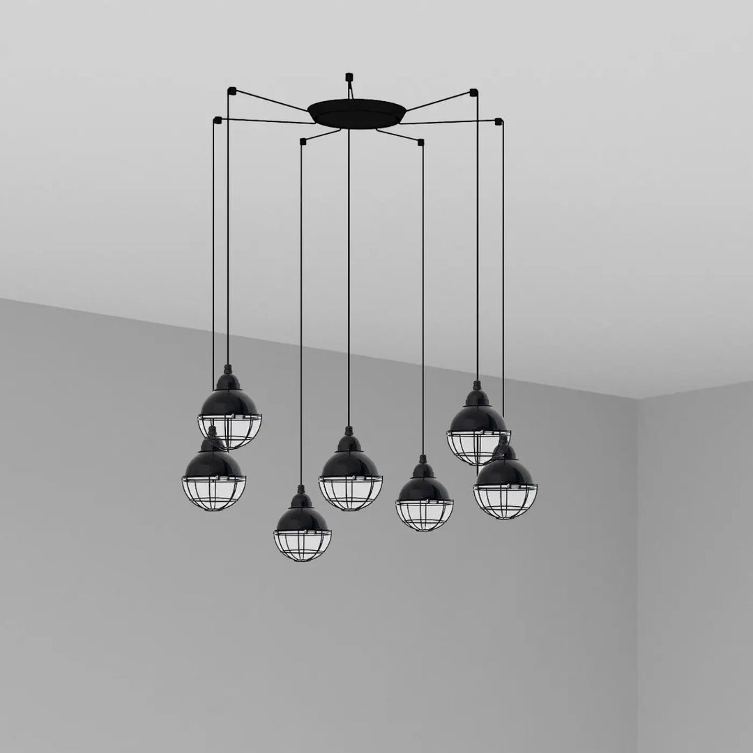 Suspension Claire noire 7 lumières de Faro Barcelona