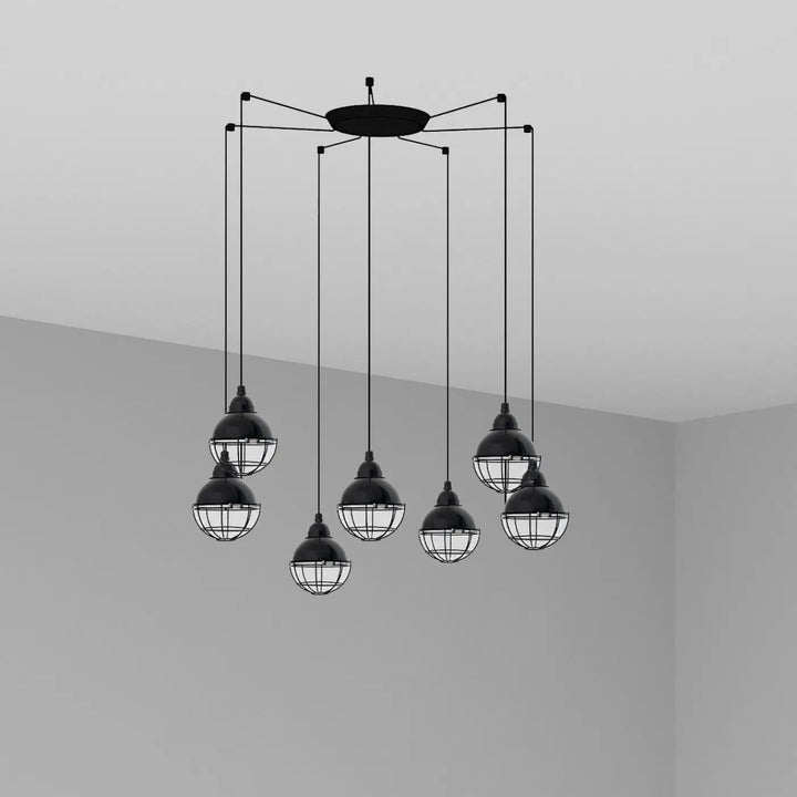 Suspension Claire noire 7 lumières de Faro Barcelona