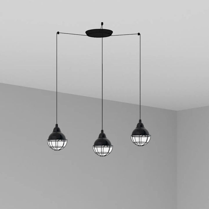 Suspension Claire noire 3 lumières de Faro Barcelona