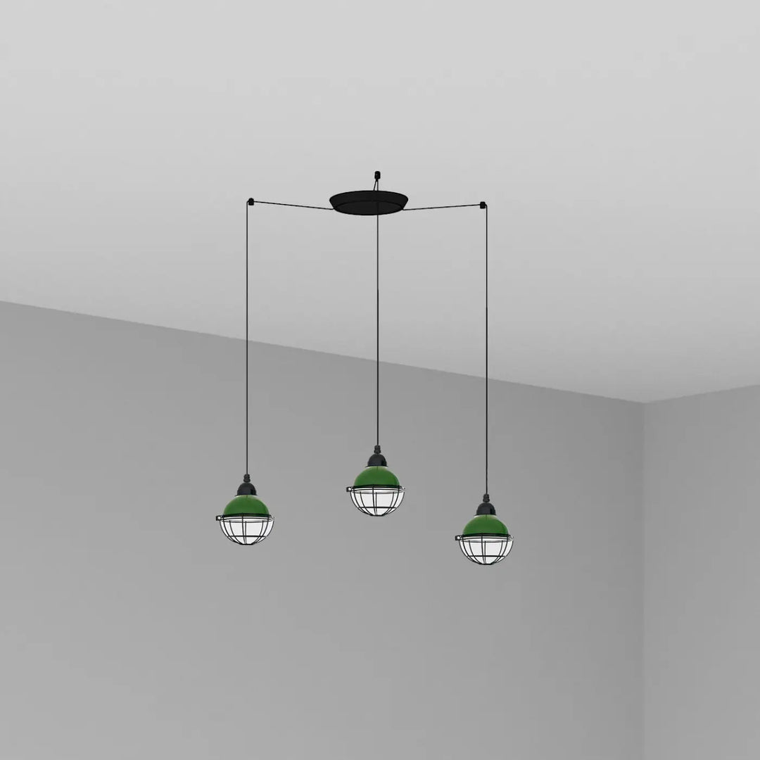 Suspension Claire verte 3 lumières de Faro Barcelona