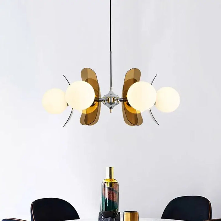 Suspension moderne chrome globes verre design rétro

