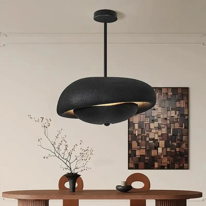 Suspension Moderne Design Dôme Texturé Blanc Noir Gris Intérieur Doré