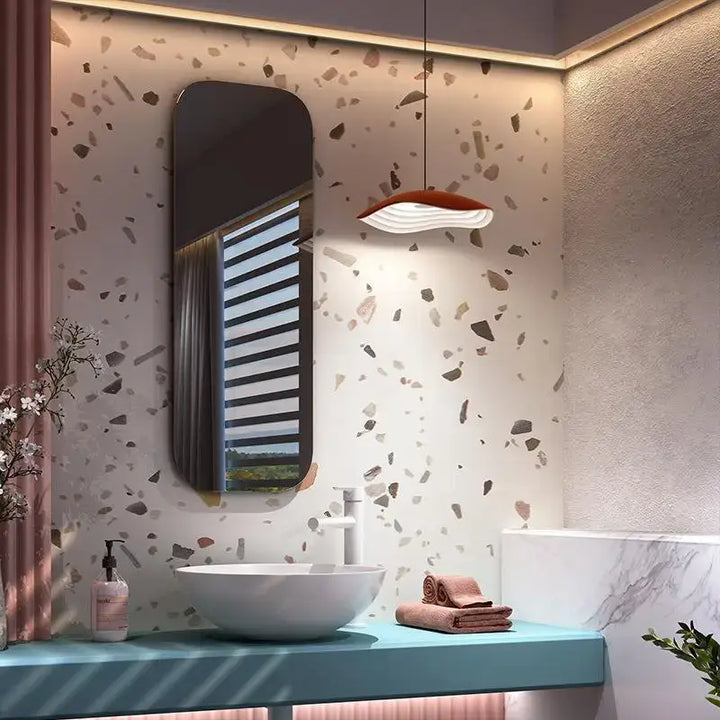 Suspension moderne design ondulé cuisine îlot

