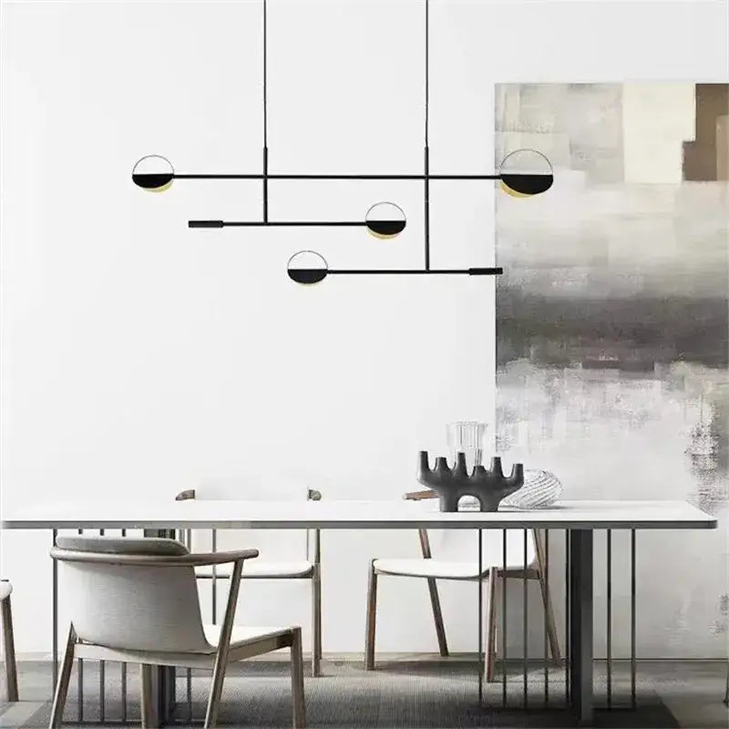 Suspension moderne graphique à globes noir doré élégant