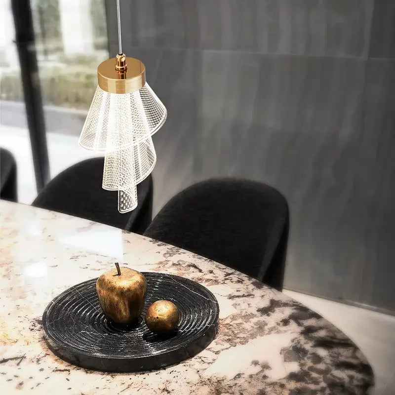 Suspension moderne lampes spirales en laiton

