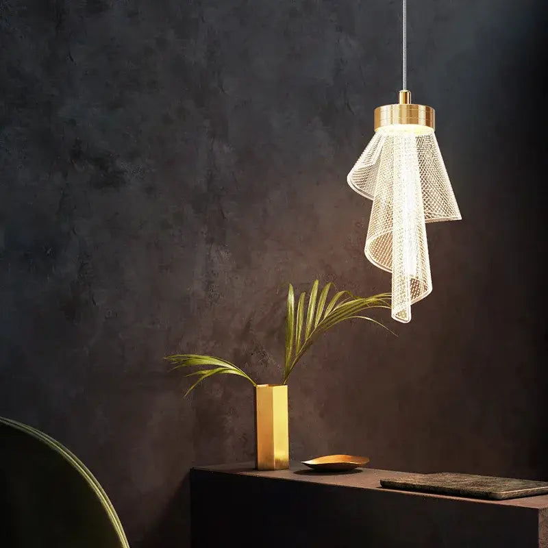 Suspension moderne lampes spirales en laiton

