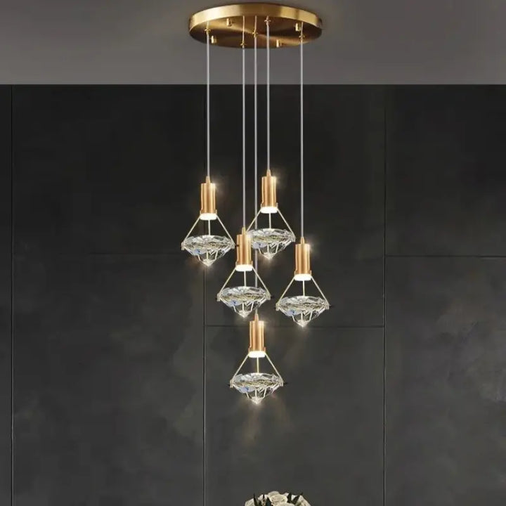 Suspension Moderne Multi Lumières Cristal Raffiné Éclat Chic