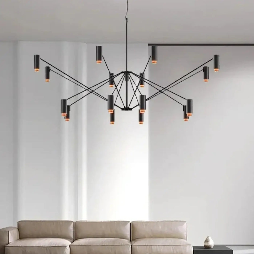 Suspension moderne noire multibras avec spots orientés design