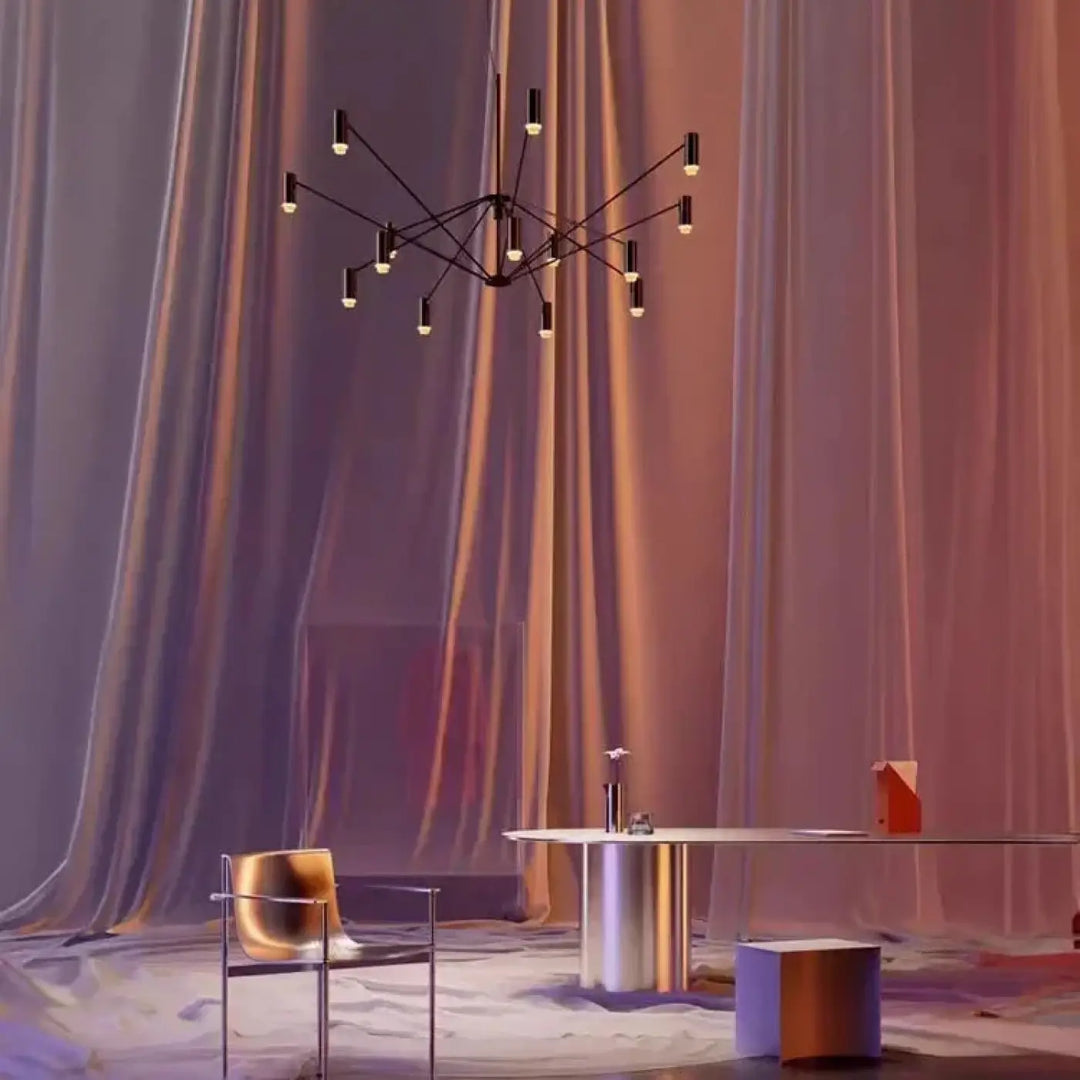 Suspension moderne noire multibras avec spots orientés design