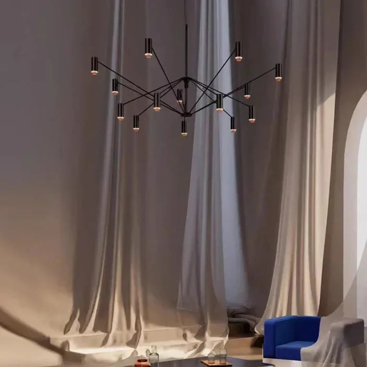 Suspension moderne noire multibras avec spots orientés design