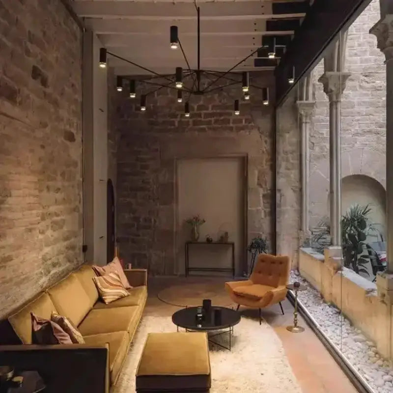 Suspension moderne noire multibras avec spots orientés design