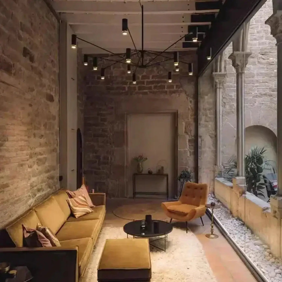 Suspension moderne noire multibras avec spots orientés design