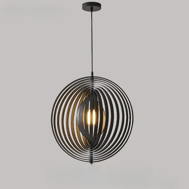 Suspension sphérique anneaux style graphique noir beige chic