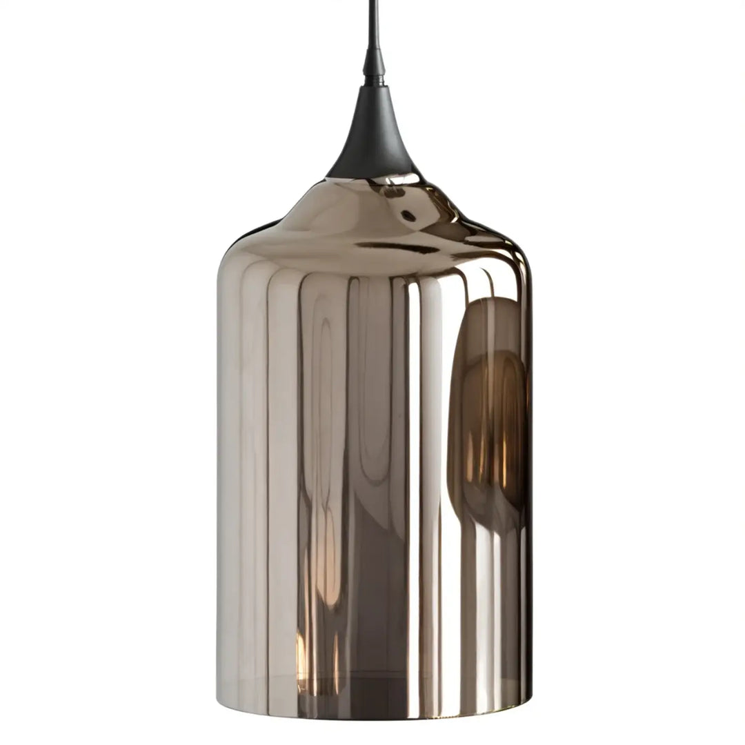 Suspension moderne en verre fumé brun à trois lumières design